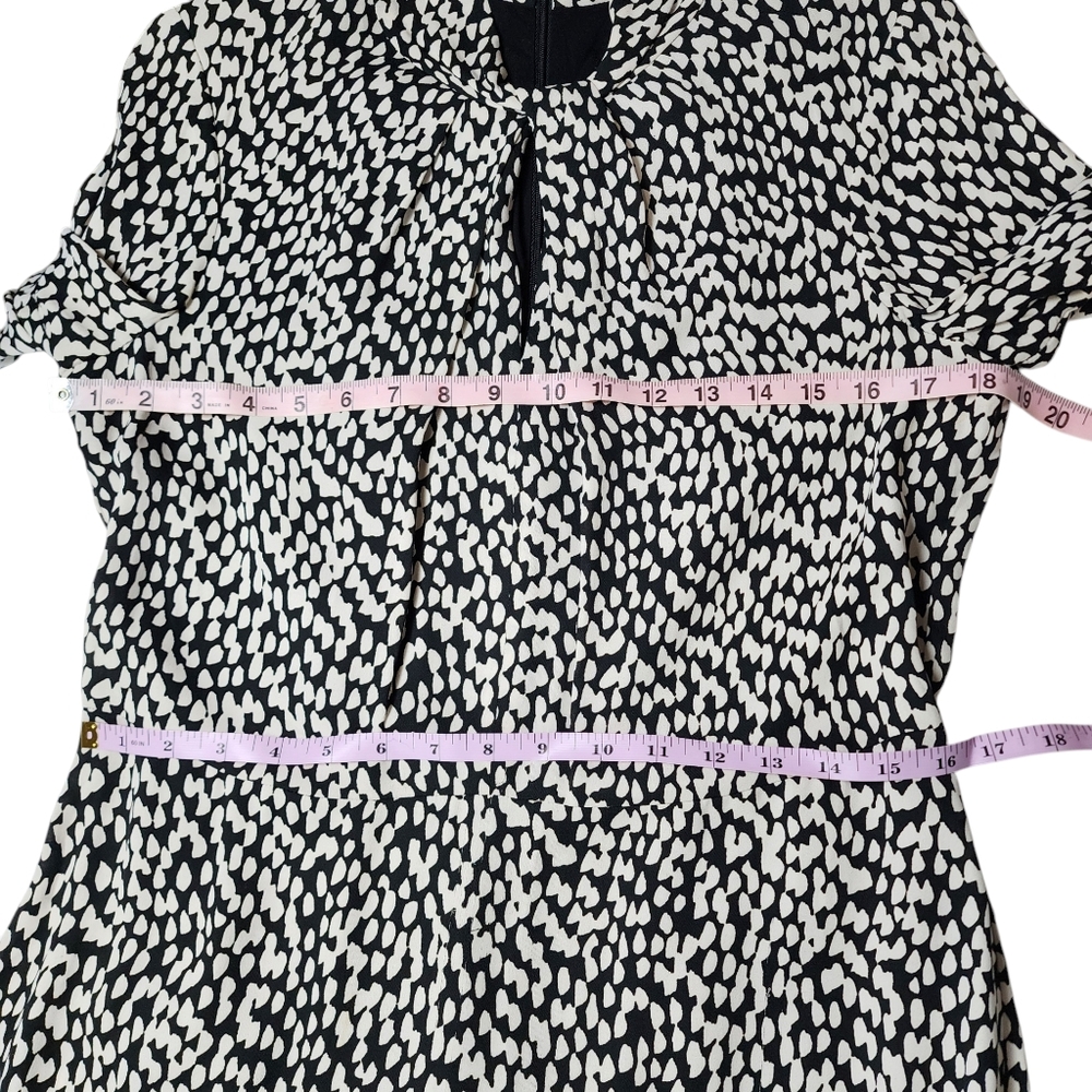 Judith & Charles Rimini Black White Mock Neck Keyhole Dress Long Sleeve Size 8 - Picture 8 of 17